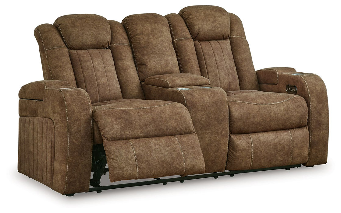 Wolfridge - Brindle - Power Reclining Loveseat With Console /Adj Hdrst - Simple Home Plus