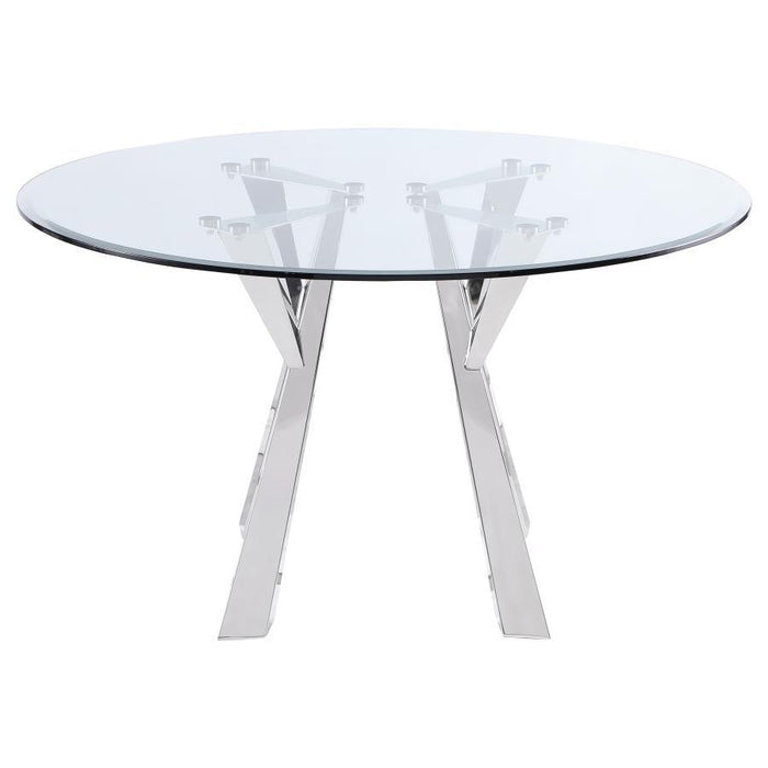 Alaia - Round Clear Glass Top Dining Table - Chrome - Simple Home Plus
