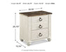 Willowton - Two Drawer Night Stand - Brown / Beige / White - Simple Home Plus
