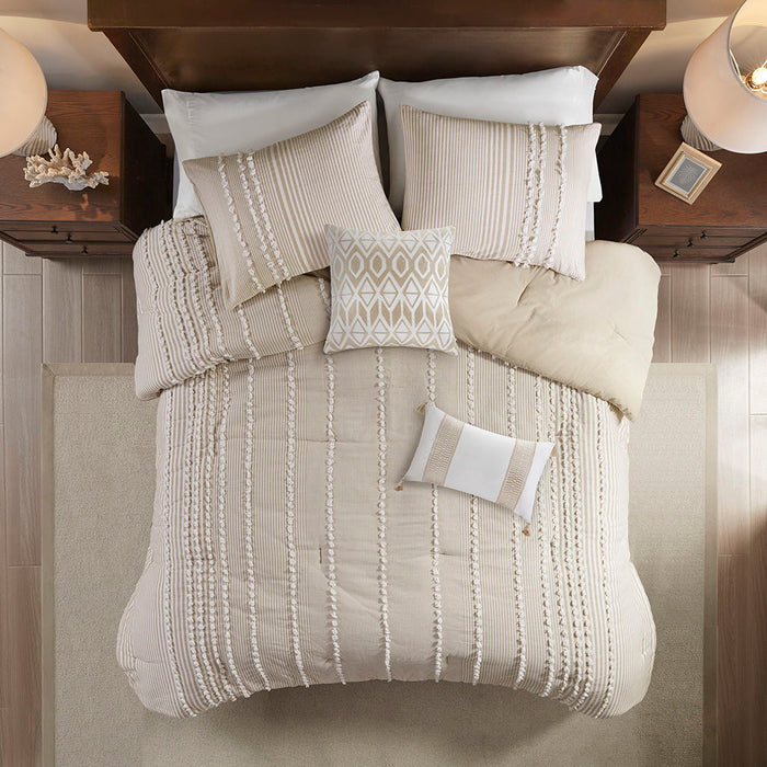 Anslee - King 3 Piece Yarn Dyed Comforter Set - Taupe - Simple Home Plus
