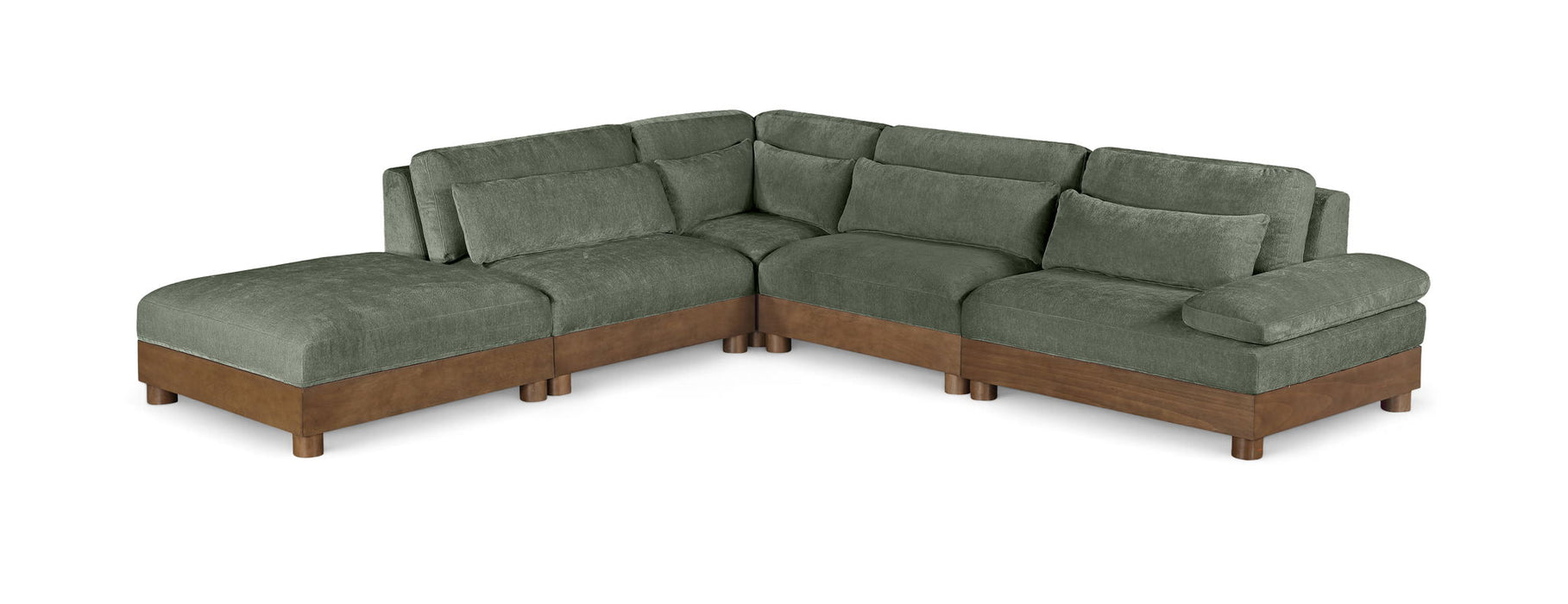 Turin - Chenille Fabric Upholstered Modular Sectional - Green - Simple Home Plus