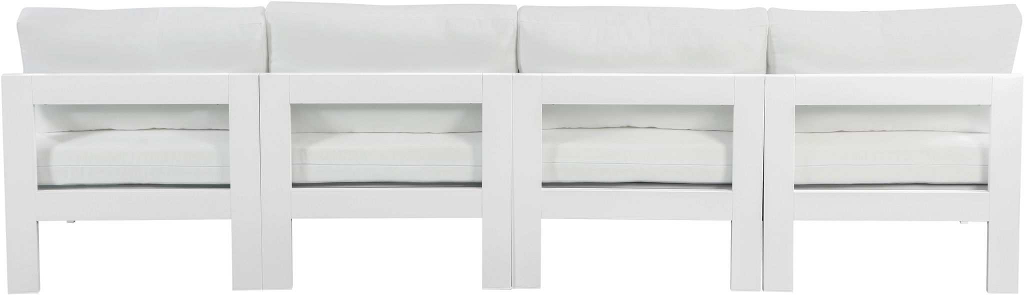 Nizuc - Outdoor Patio 4 Seat Armless Modular Sofa With White Frame