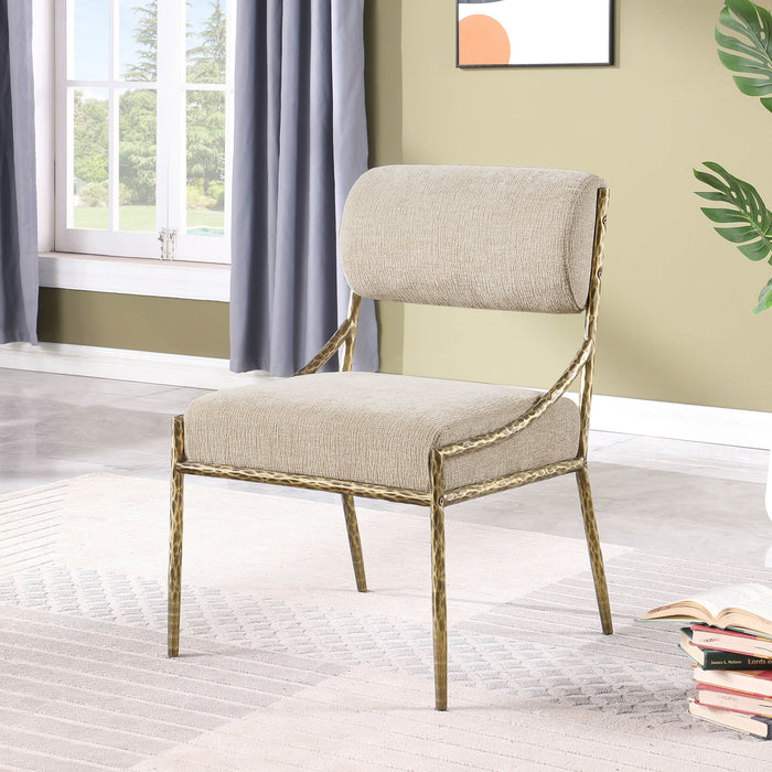 Bastille - Upholstered Dining Side Chair (Set of 2) - Brass Frame - Simple Home Plus