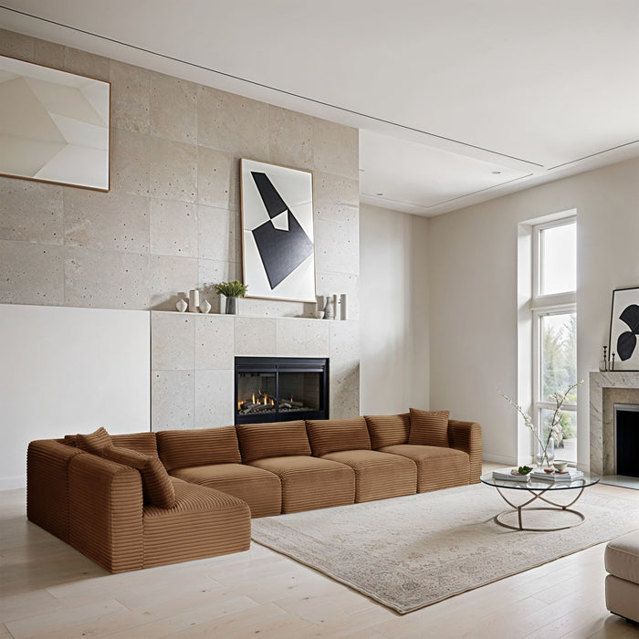 Shaggy - Fabric 6 Piece Modular Sectional - Simple Home Plus