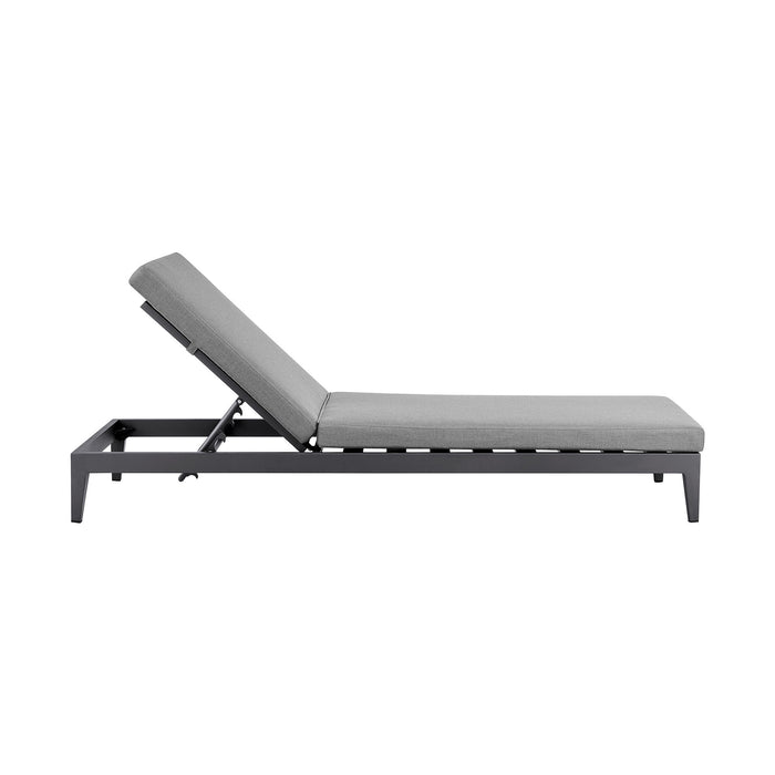 Menorca - Outdoor Patio Adjustable Chaise Lounge Chair In Aluminum With Gray Cushions - Simple Home Plus