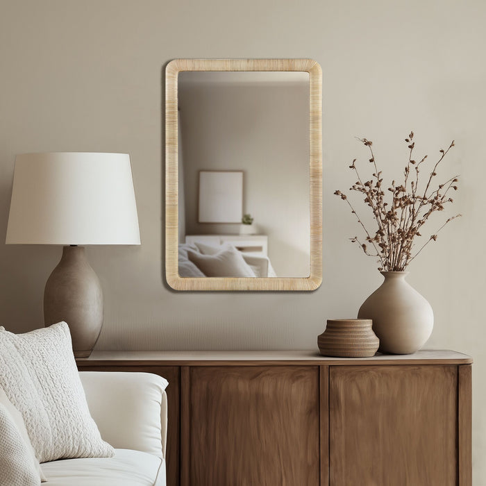 Nova - Natural Rattan Rectangle Wall Mirror - Natural - Simple Home Plus