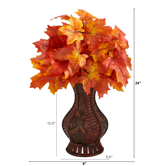 24" Autumn Maple Leaf Artificial Plant in Decorative Planter