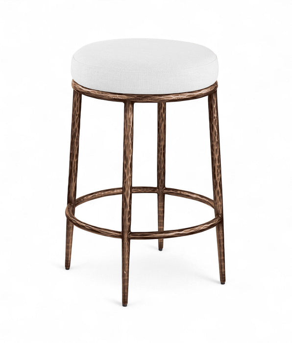 Ferro - Upholstered Backless Counter Stool With Brushed Bronze Base - Simple Home Plus