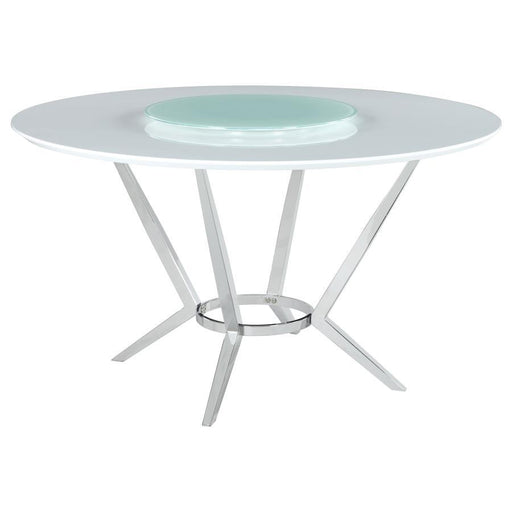 Abby - Round Lazy Susan Dining Table - White High Gloss - Simple Home Plus