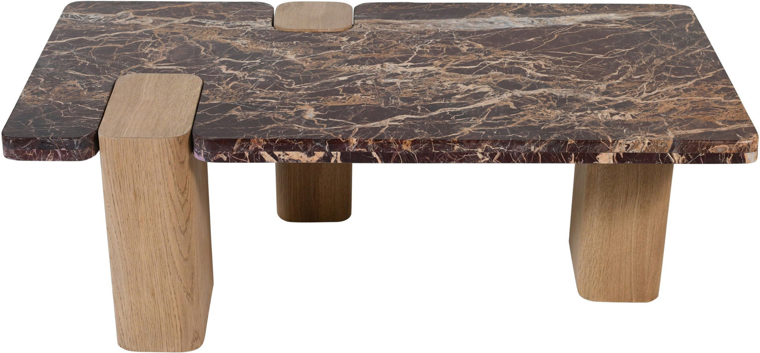 Ravenna - Marble/Stone Coffee Table - Burgundy - Simple Home Plus