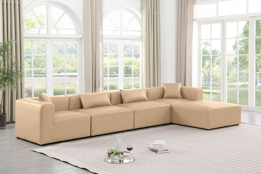 Cube - 5 Piece Modular Sectional With Chaise - Tan - Simple Home Plus