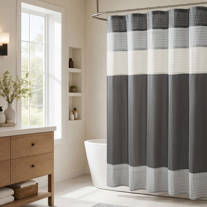 Amherst - 84" x 72" Faux Silk Shower Curtain - Gray