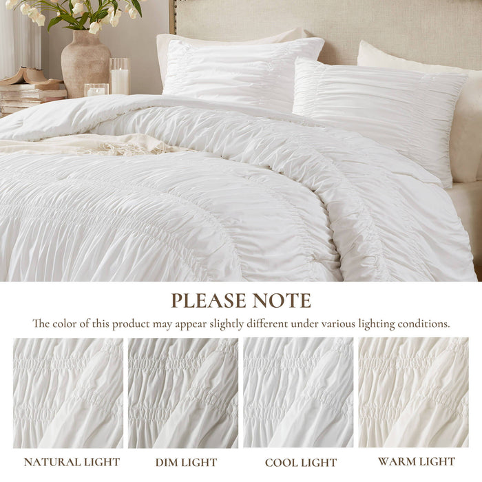 Mia - 3 Piece Queen Comforter Set - White - Simple Home Plus
