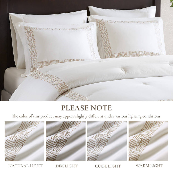 Nile - 4 Piece King Sateen With Embroidery Oversized Comforter Set - Multi - Simple Home Plus