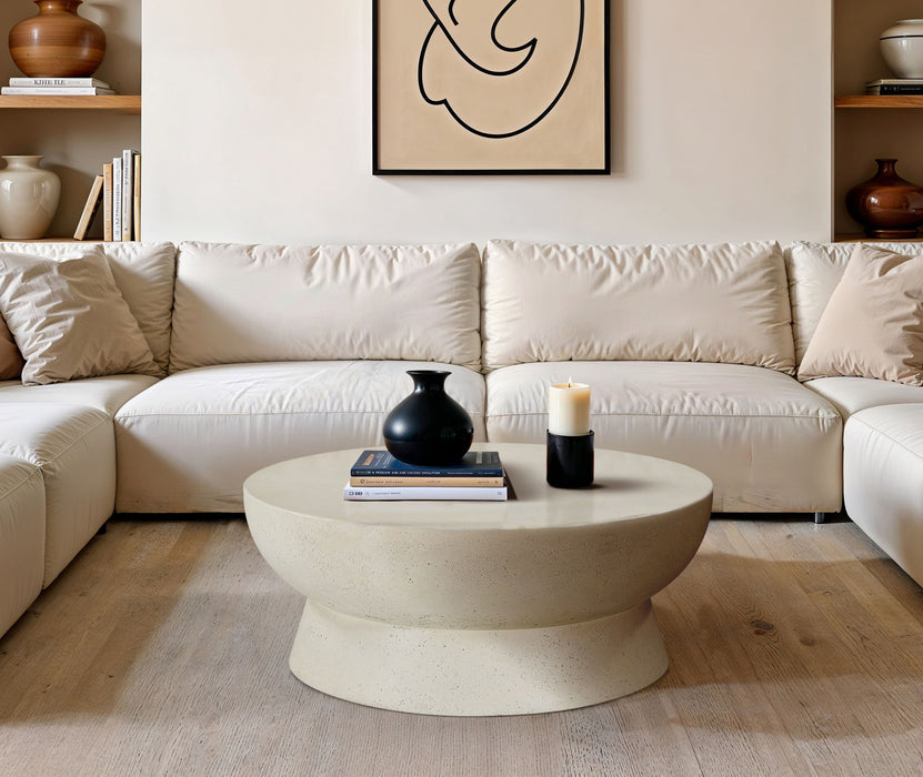 Avaya - Concrete And Fiberglass Indoor / Outdoor Coffee Table - Cream - Simple Home Plus