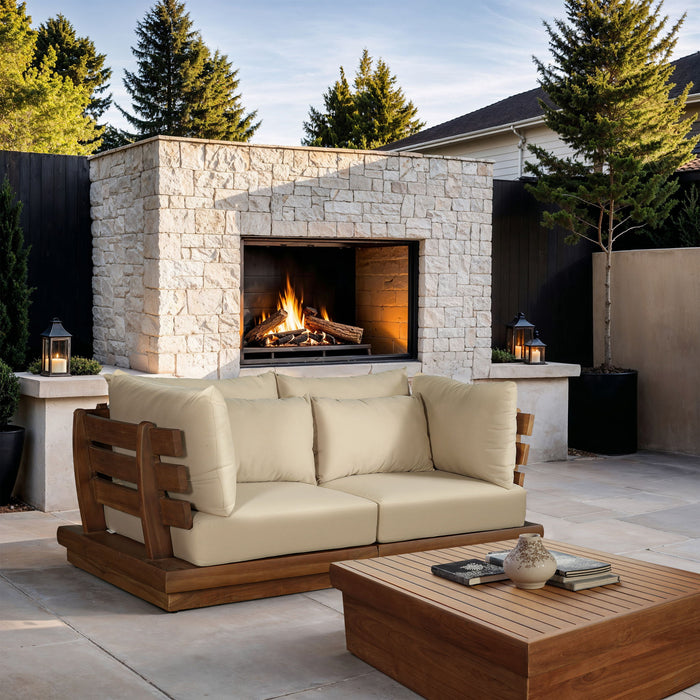 Mirella - 2 Piece Water Resistant Fabric 76" Upholstered Outdoor Patio Modular Loveseat - Simple Home Plus