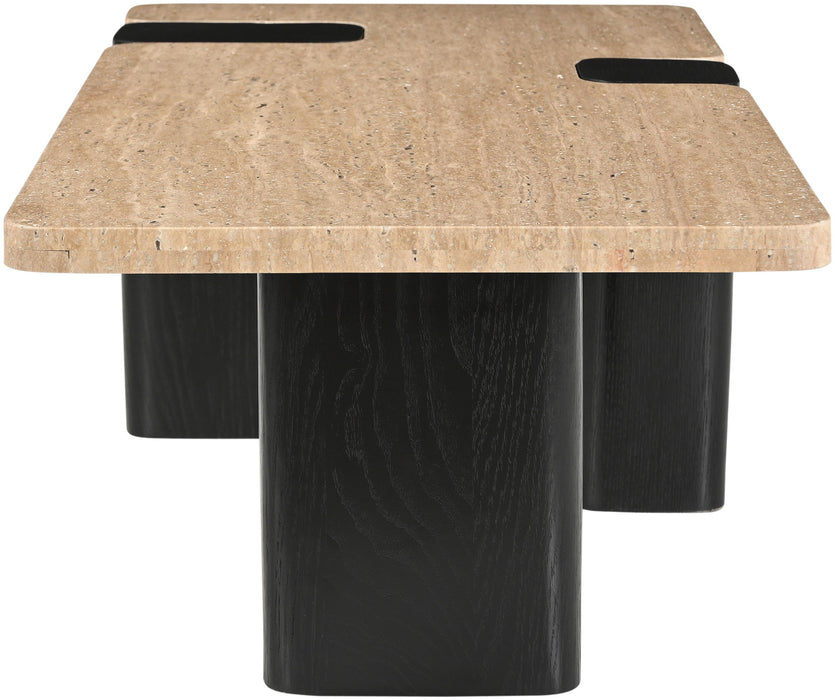 Ravenna - Genuine Travertine Top And Oak Wood Base Table - Simple Home Plus