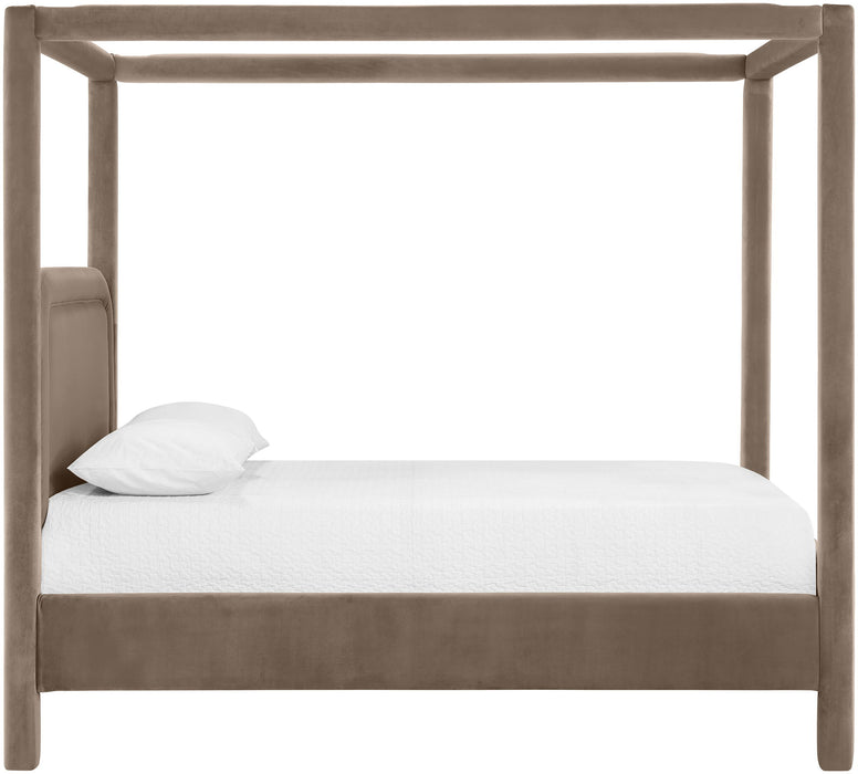 Salina - Velvet Upholstered Bed - Taupe - Simple Home Plus