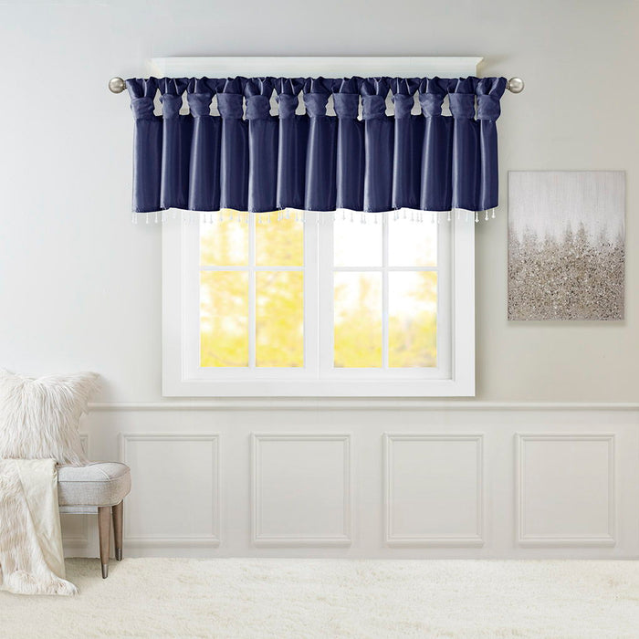 Emilia - Lightweight Valance With Beads - Navy - Simple Home Plus