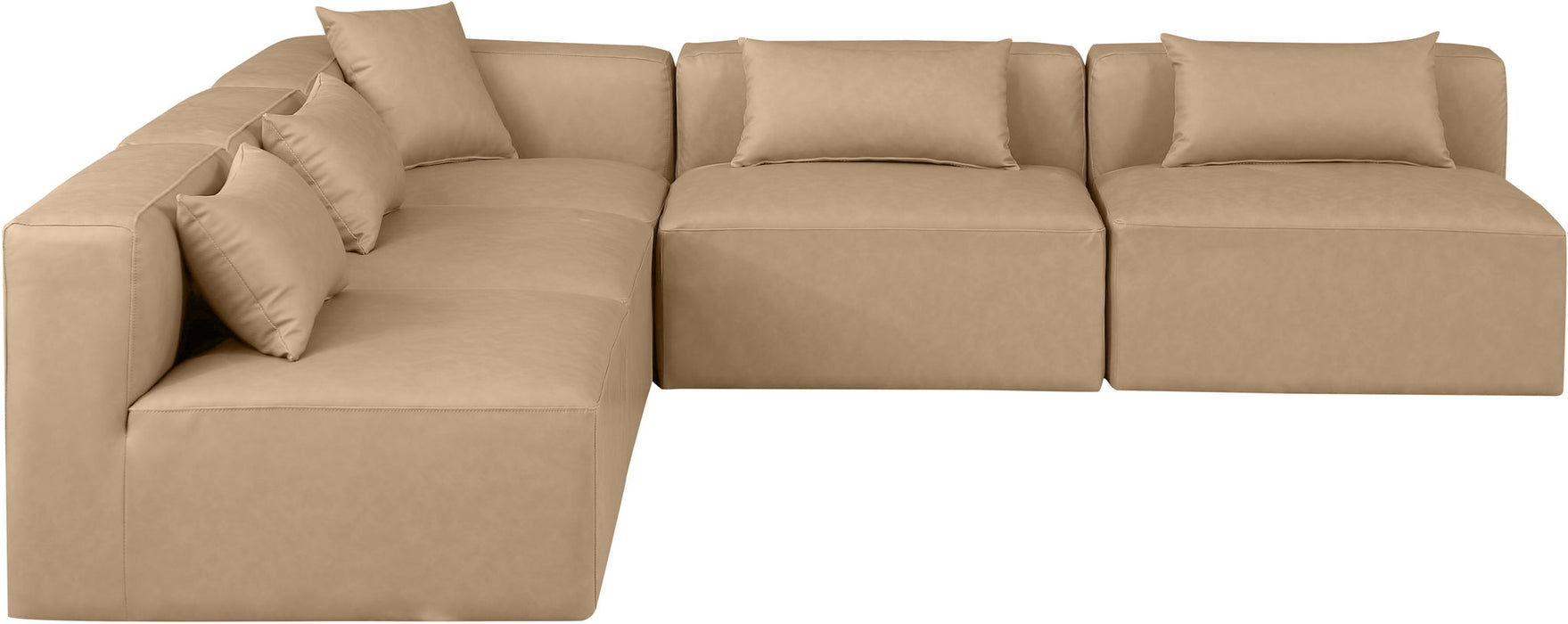 Cube - 5 Piece Modular Corner Armless Sectional - Tan - Simple Home Plus