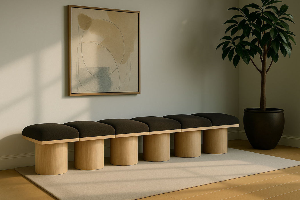 Pavilion - 6 Piece Modular Bench With Natural Base - Simple Home Plus