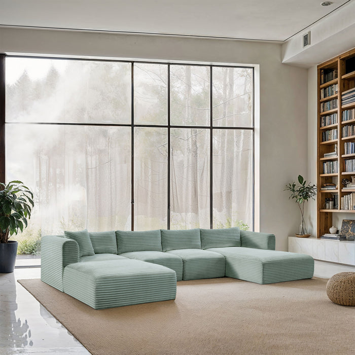 Shaggy - 5 Piece Modular Sectional With Chaise And Ottoman - Simple Home Plus