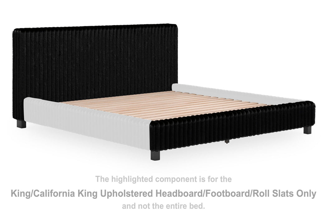 Zuraleus - King/California King Upholstered Headboard/Footboard/Roll Slats - Black - Simple Home Plus