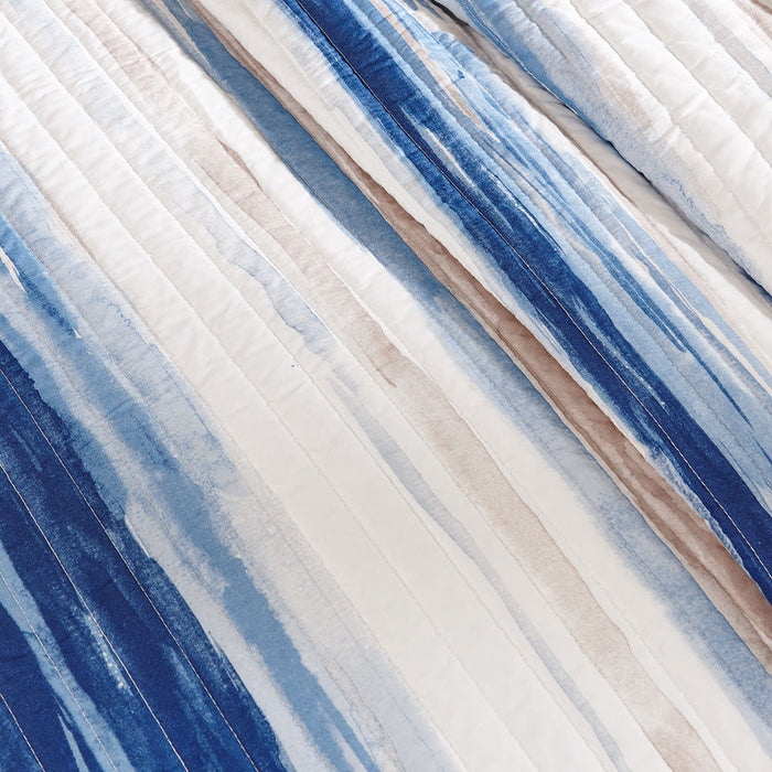 Marina - 6 Piece Reversible Coverlet Set - Blue