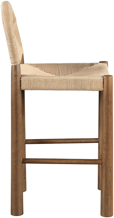Bohemia - Woven Seagrass Cord And Solid Wood Counter Stool - Beige - Simple Home Plus