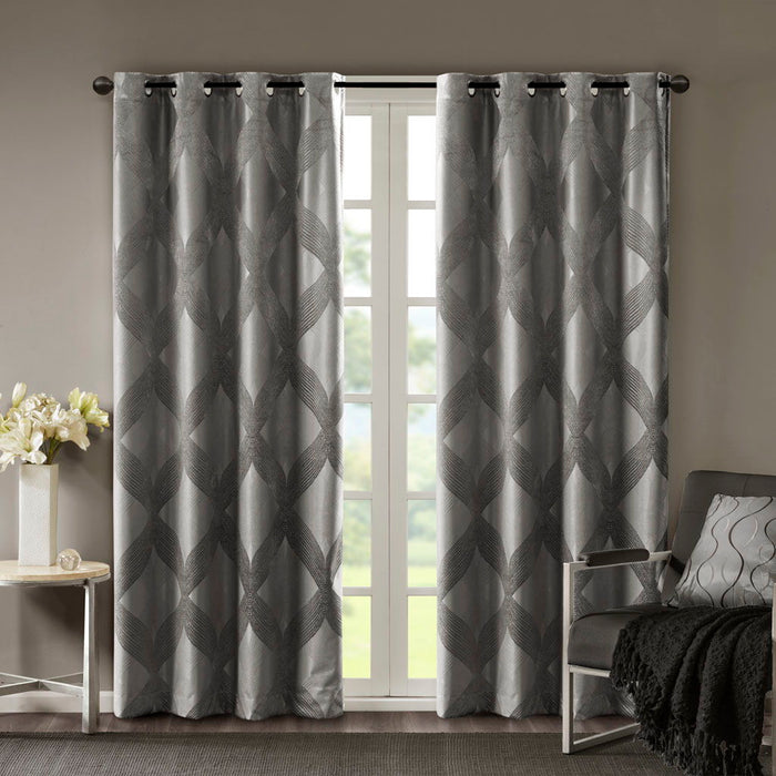 Bentley - Ogee Knitted Total Blackout Panel - Charcoal - Simple Home Plus
