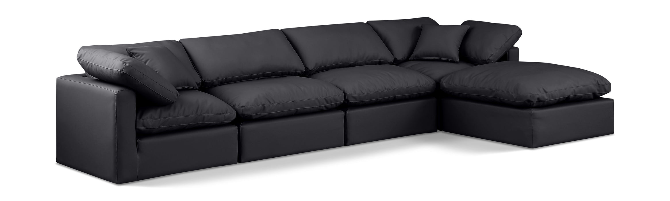 Indulge - Faux Leather 5 Piece Modular Sectional With Chaise - Simple Home Plus
