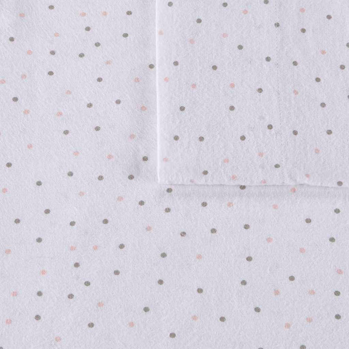 Twin Long Cozy Soft Novelty Print Sheet Set - Gray / Pink Dots
