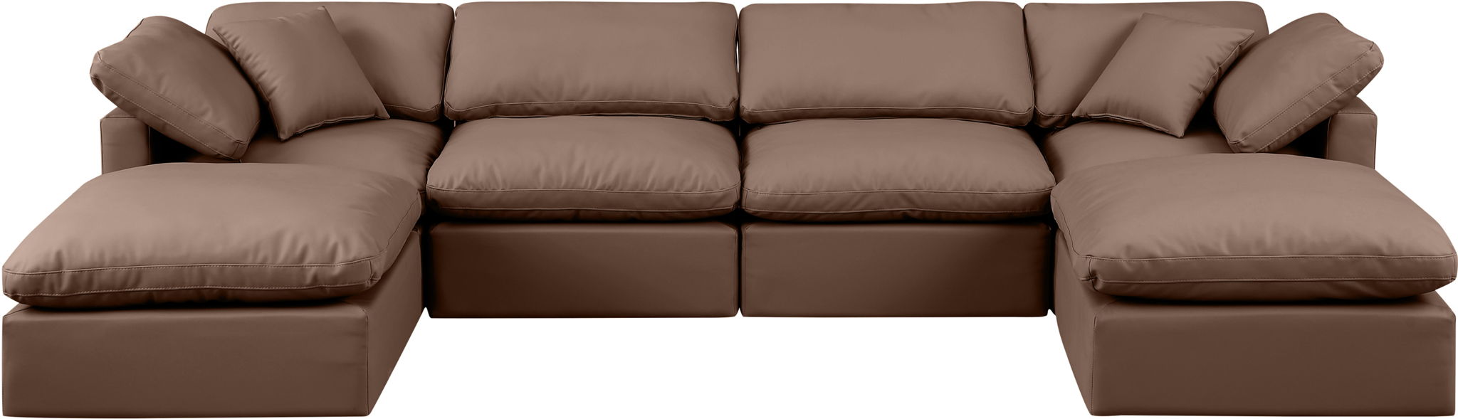 Indulge - Faux Leather 6 Piece Modular Double Chaise Sectional - Simple Home Plus