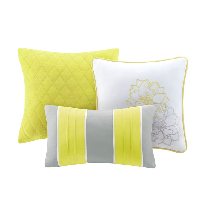 Lola - 6 Piece Reversible Printed Coverlet Set - Yellow - Simple Home Plus