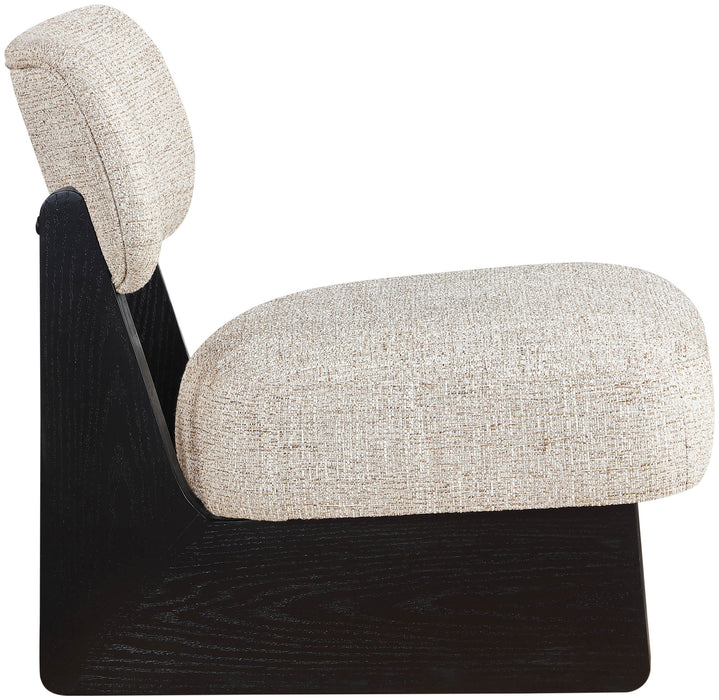 Vetra - Linen Textured Fabric Upholstered Accent Chair With Black Base - Simple Home Plus