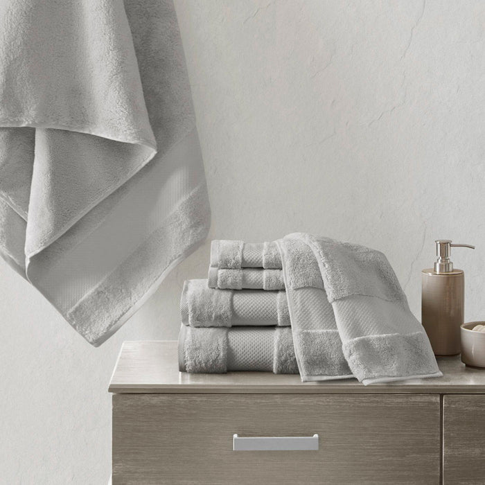 Turkish - 6 Piece Bath Towel Set - Gray - Simple Home Plus