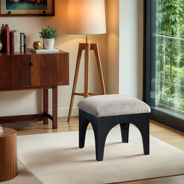 Lawson - Chenille Fabric Ottoman - Black Base - Simple Home Plus