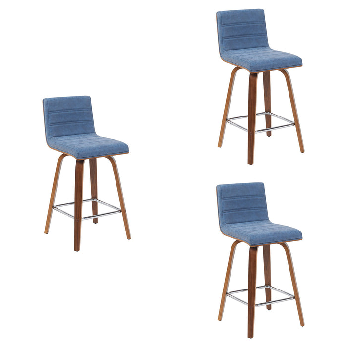 Vienna - Modern Counter Height Swivel Bar Stool - Walnut Finished Wood Frame - Simple Home Plus