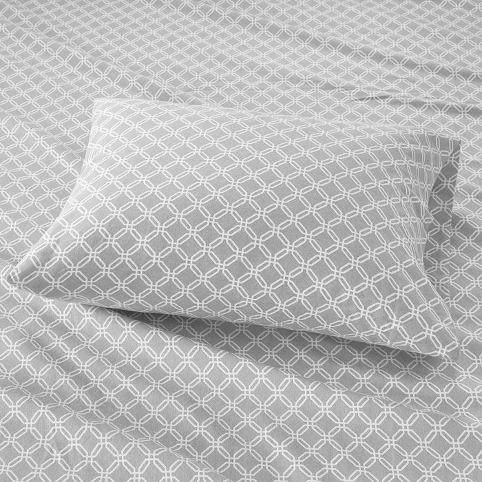 Cozy Flannel - Twin Long 100% Printed Sheet Set - Gray Geo
