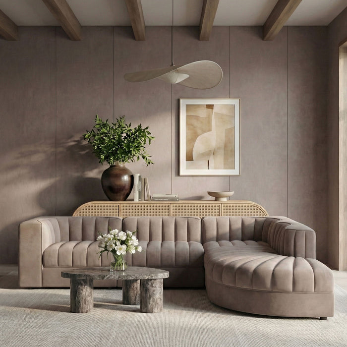Rummi - Velvet Performance Fabric Upholstered 5 Piece Modular Sectional - Simple Home Plus