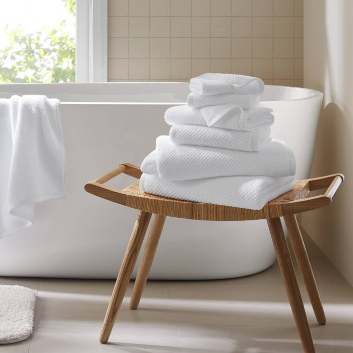 Diagonal Ribbed - 6 Piece Towels Set - White - Simple Home Plus