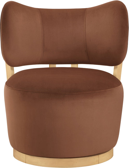 Elara - Velvet Upholstered Swivel Accent Chair - Stained Natural - Simple Home Plus