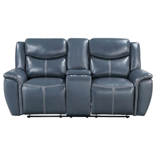 Sloane - Upholstered Padded Arm Reclining Loveseat - Blue - Simple Home Plus