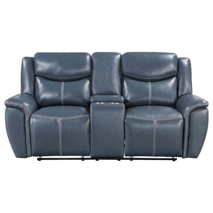 Sloane - Upholstered Padded Arm Reclining Loveseat - Blue - Simple Home Plus