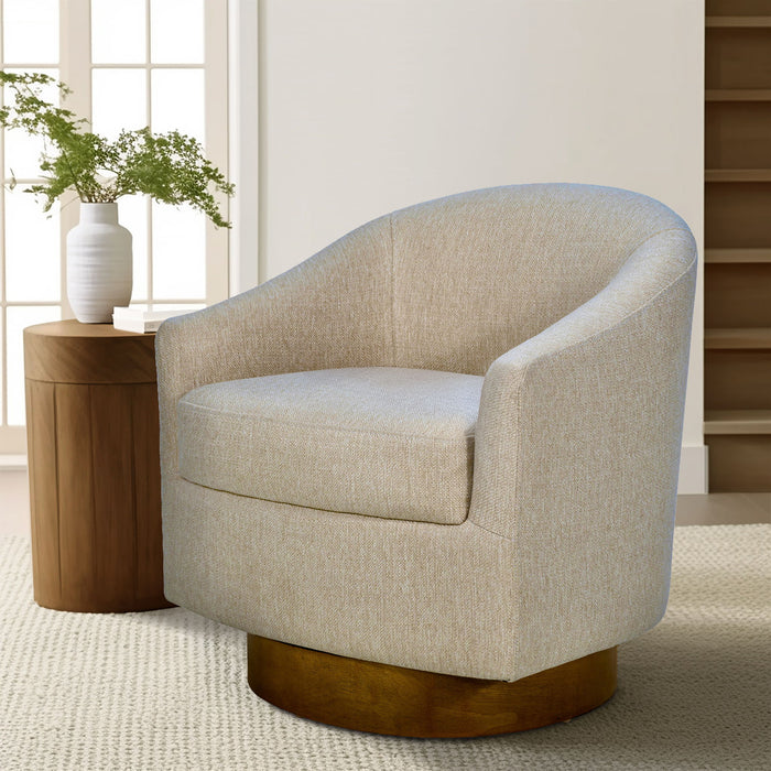 Ashton - Upholstered Swivel Chair With Wood Base - Natural - Simple Home Plus