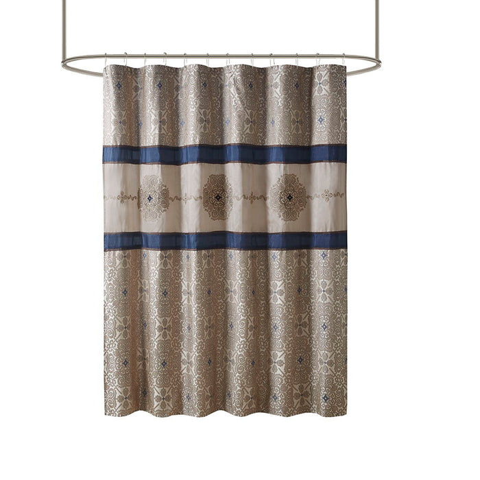 Donovan - Embroidered Shower Curtain - Navy - Simple Home Plus