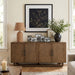 Sova - Solid Wood, Oak Veneer And Stainless Steel Sideboard/Buffet - Simple Home Plus