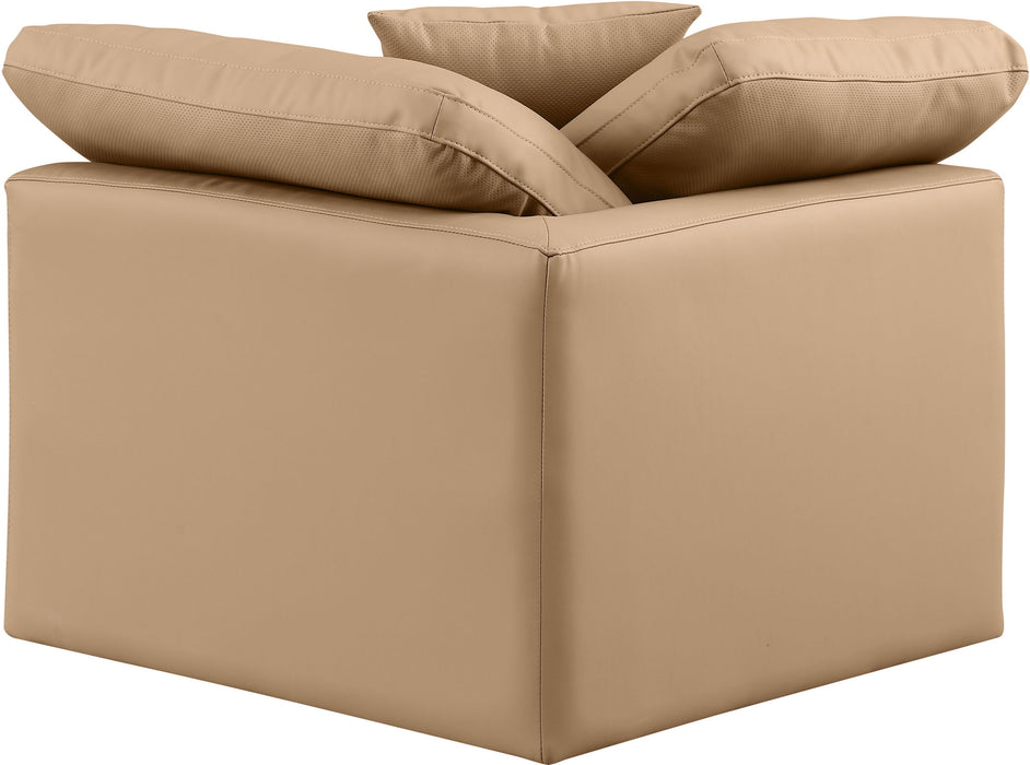Indulge - Faux Leather Corner Chair - Tan - Simple Home Plus