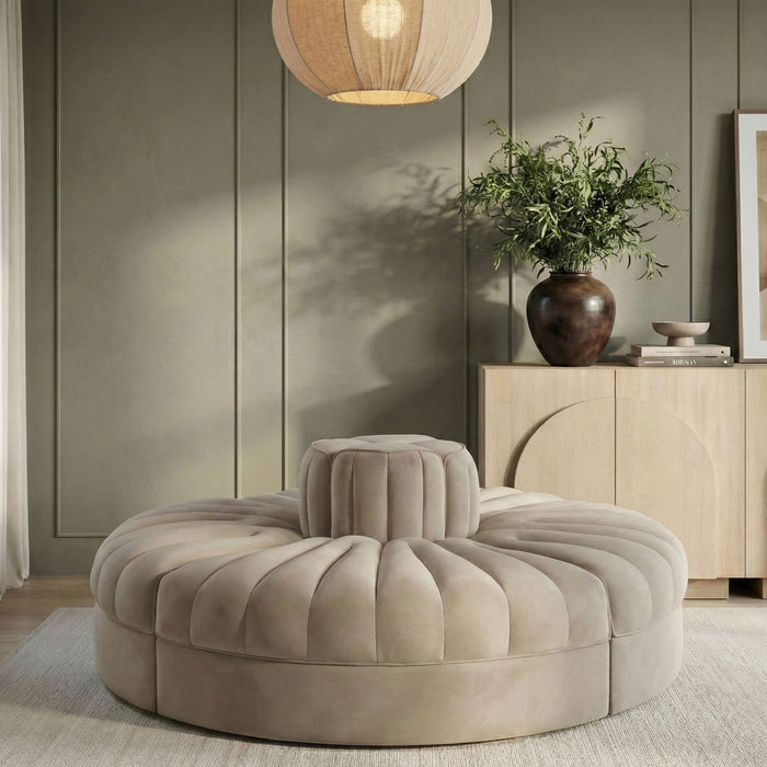 Rummi - Round Velvet Performance Fabric Upholstered 4 Piece Modular Sofa - Simple Home Plus