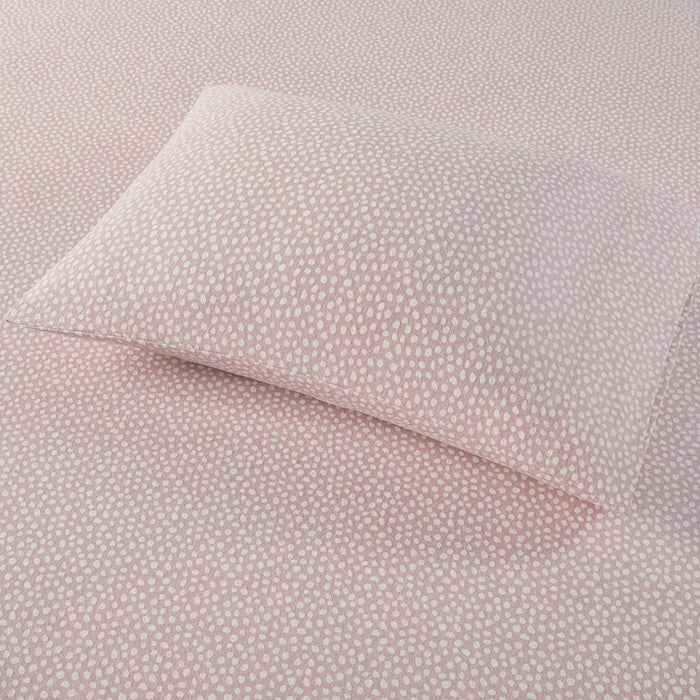 Cozy Flannel - Queen 100% Printed Sheet Set - Blush Dots